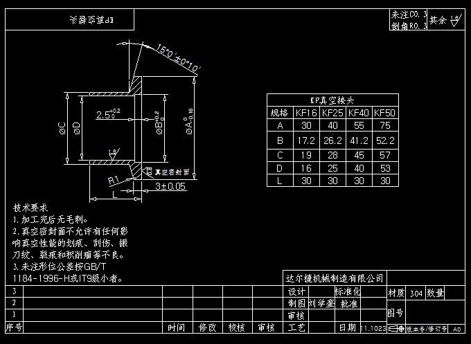 供應(yīng)KF真空接頭尺寸規(guī)格 ，KF真空接頭尺寸圖