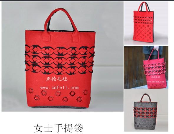 供应精美时尚彩色毛毡礼品（赠品）包包全新上市，毛毡包、女式购物包厂家图片