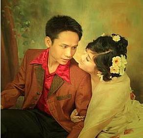 供應(yīng)手工婚紗油畫