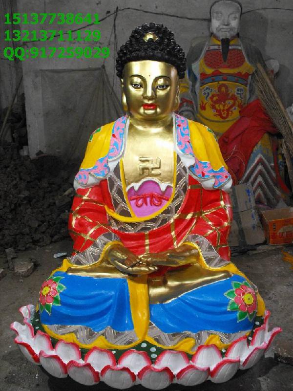 河南佛緣雕塑工藝廠供應(yīng)用于供奉的佛緣彩繪玻璃鋼三世佛觀音菩薩神像