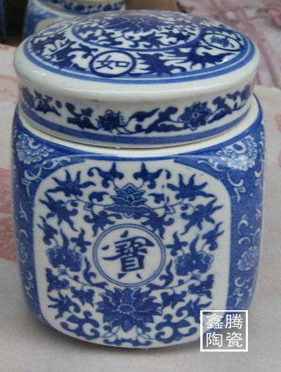 供應(yīng)陶瓷茶葉罐-青花瓷密封罐，*罐