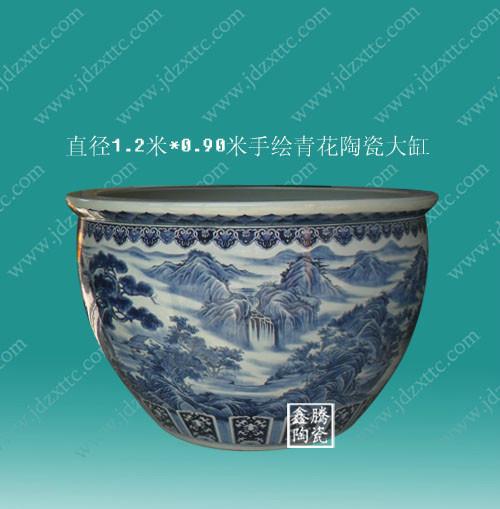 供應(yīng)青花陶瓷大缸 各色花面陶瓷大缸