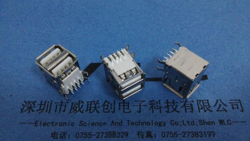 供應短體A母90度雙層USB14.5+90度兩腳插板DIP+LCP耐