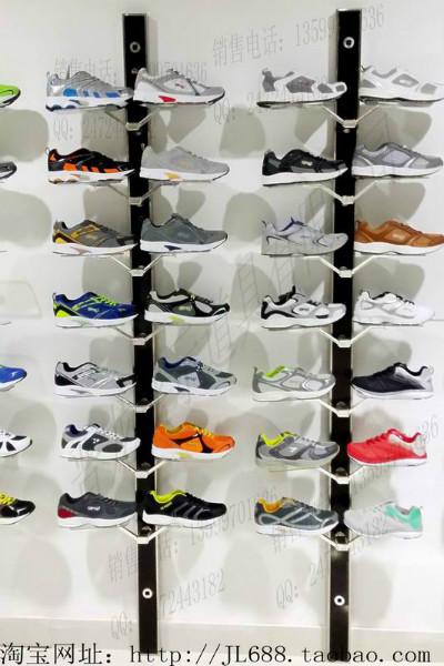 新款運(yùn)動休閑立柱靠墻鞋子陳列架 鞋子樣品室陳列道具展示架定制
