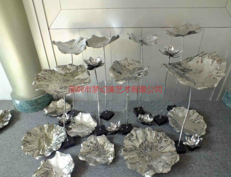 供应水景不锈钢荷花摆件不锈钢荷叶雕塑不锈钢工艺品图片