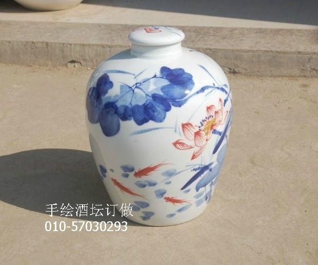 供應(yīng)景德鎮(zhèn)陶瓷酒壇 手繪酒壇 酒壇廠家 型號30斤