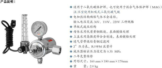 供应R19C电加热二氧化碳减压器图片