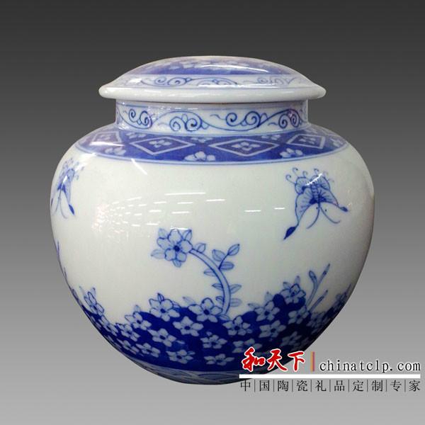 供應(yīng)青花瓷茶葉罐廠家專業(yè)訂做陶瓷罐