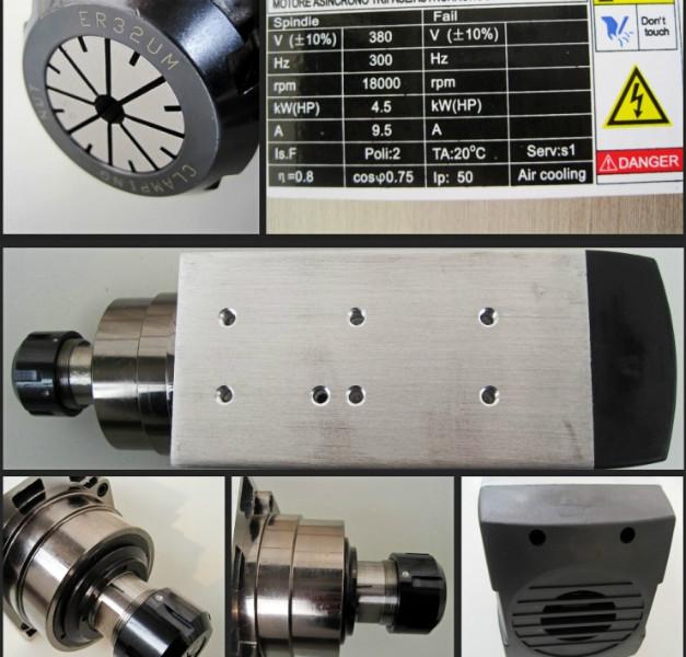 供应风冷主轴 方形风冷主轴电机 电主轴 雕刻机主轴 4.5kw 正品