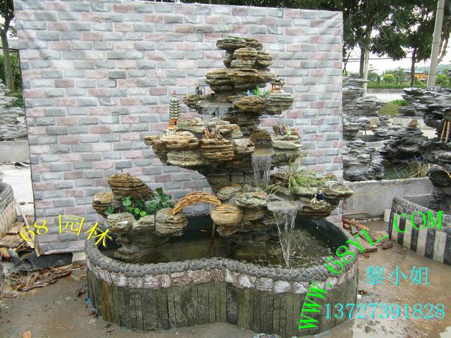 供應 室內假山魚池瀑布流水石頭入戶花園陽臺庭院千層石天然石頭真假山