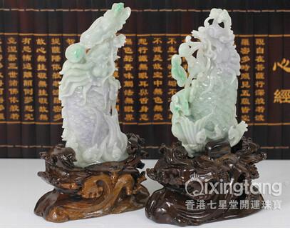 供應家居*翡翠擺件龍頭魚擺件