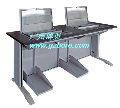 供應鋼木雙位翻轉式電腦桌