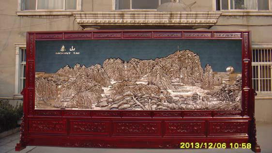 大型長城紅木屏風4.8米泰山屏風圖片