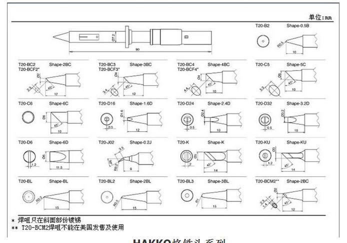 供应HAKKO烙铁头T20系列-白光烙铁头