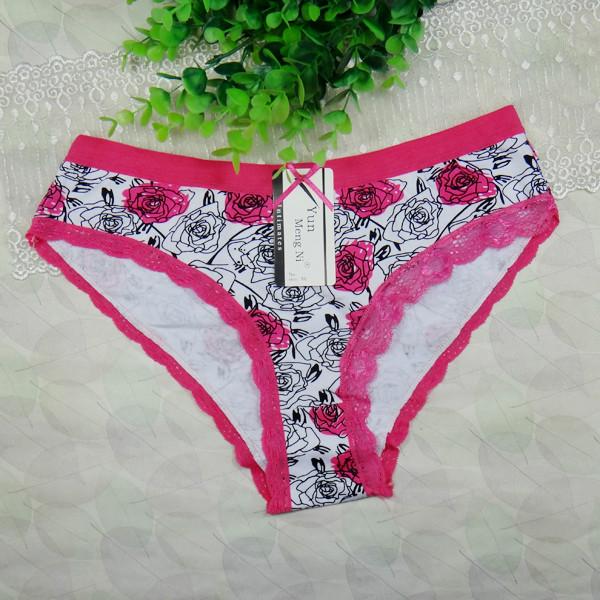 供應(yīng)外貿(mào)全棉女士內(nèi)褲批發(fā)廠家批發(fā)印花中腰女士內(nèi)褲 性感玫瑰花內(nèi)褲